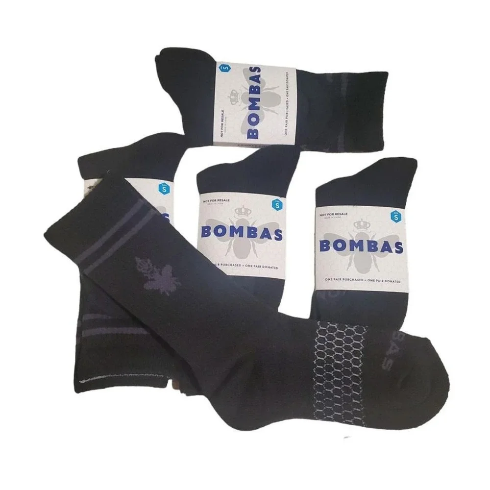 Bombas Womens Small Black Socks With Performance Footbed  Honeycomb Arch Support